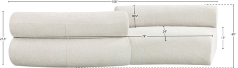 Bellamy Cream 108 Chenille Fabric Upholstered Modular Sectional , 2-Piece (Style 2)