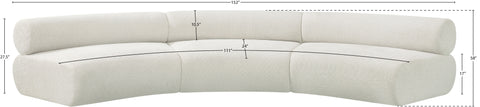 Bellamy Cream 152 Chenille Fabric Upholstered Modular Sectional, 3-Piece