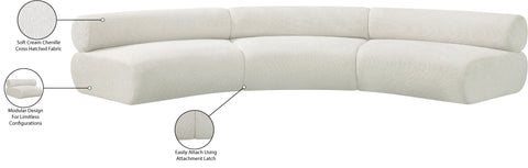 Bellamy Cream 152 Chenille Fabric Upholstered Modular Sectional, 3-Piece