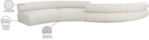 Bellamy Cream 202 Chenille Fabric Upholstered Modular Sectional, 4-Piece