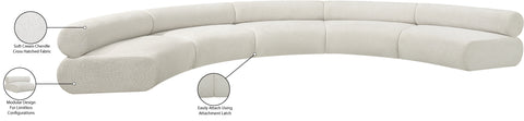 Bellamy Cream 202 Chenille Fabric Upholstered Modular Sectional, 5-Piece
