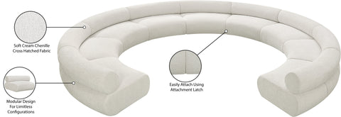 Bellamy Cream 202 Chenille Fabric Upholstered Modular Sectional, 9-Piece