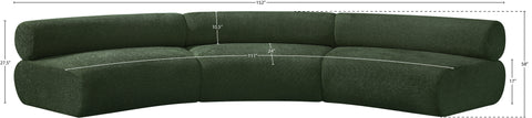 Bellamy Green 152 Chenille Fabric Upholstered Modular Sectional, 3-Piece