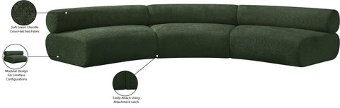 Bellamy Green 152 Chenille Fabric Upholstered Modular Sectional, 3-Piece