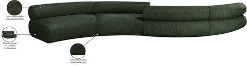 Bellamy Green 202 Chenille Fabric Upholstered Modular Sectional, 4-Piece