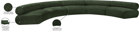 Bellamy Green 202 Chenille Fabric Upholstered Modular Sectional, 5-Piece