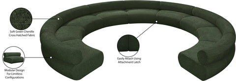 Bellamy Green 202 Chenille Fabric Upholstered Modular Sectional, 9-Piece