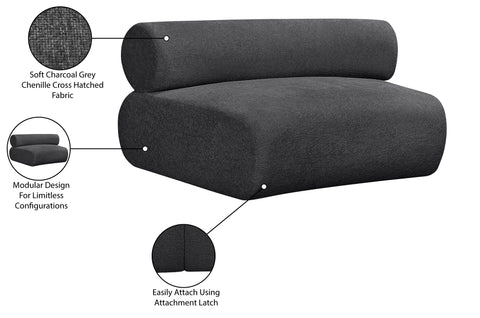 Bellamy Grey Chenille Fabric Upholstered Modular Chair, 1 Piece