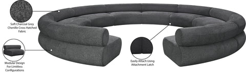 Bellamy Grey 202 Chenille Fabric Upholstered Modular Sectional, 10-Piece