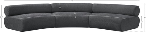 Bellamy Grey 152 Chenille Fabric Upholstered Modular Sectional, 3-Piece