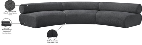 Bellamy Grey 152 Chenille Fabric Upholstered Modular Sectional, 3-Piece