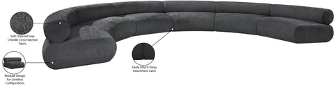 Bellamy Grey 202 Chenille Fabric Upholstered Modular Sectional, 6-Piece