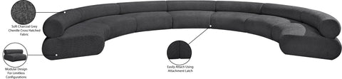 Bellamy Grey 202 Chenille Fabric Upholstered Modular Sectional, 7-Piece
