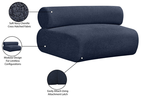 Bellamy Navy Chenille Fabric Upholstered Modular Chair, 1 Piece