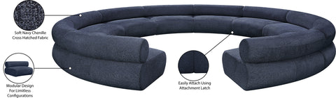 Bellamy Navy 202 Chenille Fabric Upholstered Modular Sectional, 10-Piece