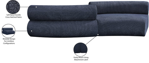 Bellamy Navy 108 Chenille Fabric Upholstered Modular Sectional , 2-Piece (Style 2)