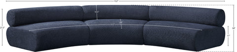 Bellamy Navy 152 Chenille Fabric Upholstered Modular Sectional, 3-Piece