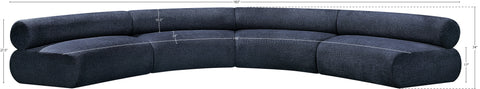 Bellamy Navy 183 Chenille Fabric Upholstered Modular Sectional, 4-Piece
