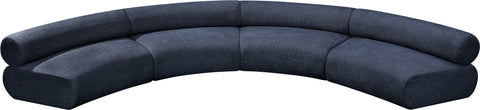 Shiloh Navy Chenille Fabric Modular Sofa S4A