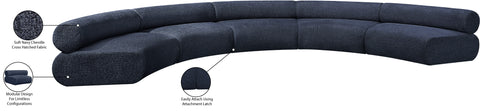 Bellamy Navy 202 Chenille Fabric Upholstered Modular Sectional, 5-Piece