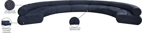 Bellamy Navy 202 Chenille Fabric Upholstered Modular Sectional, 7-Piece