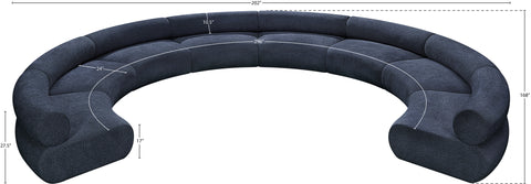 Bellamy Navy 202 Chenille Fabric Upholstered Modular Sectional, 8-Piece