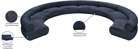 Bellamy Navy 202 Chenille Fabric Upholstered Modular Sectional, 8-Piece