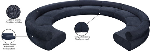 Bellamy Navy 202 Chenille Fabric Upholstered Modular Sectional, 9-Piece