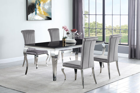 Keene 5-piece 81" Rectangular Black Glass Dining Set GreyGrey