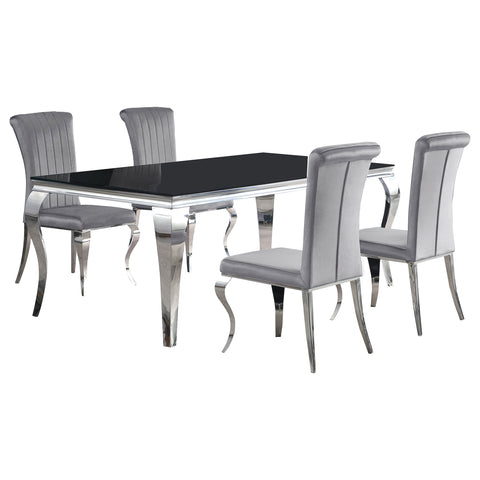 Keene 5-piece 81" Rectangular Black Glass Dining Set GreyGrey