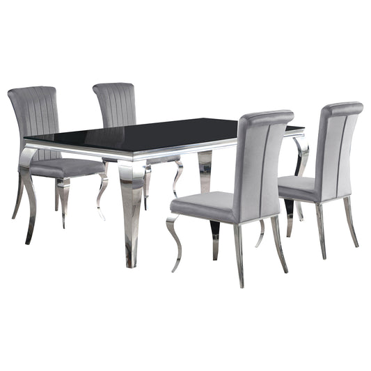 Keene 5-piece 81" Rectangular Black Glass Dining Set GreyGrey