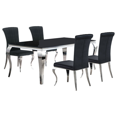 Keene 5-piece 81" Rectangular Black Glass Dining Set BlackBlack
