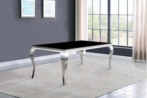 Keene Rectangular 81-inch Glass Top Dining Table BlackBlack
