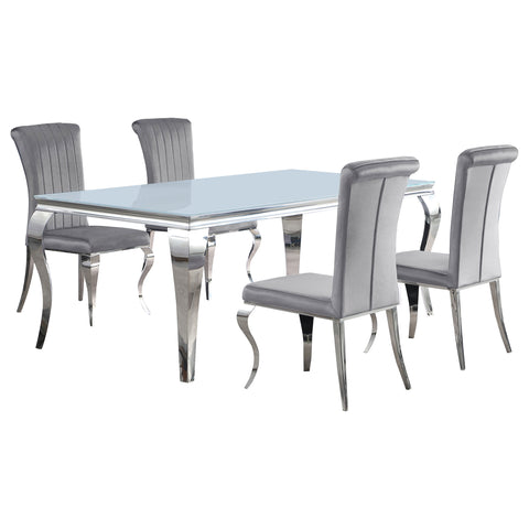 Keene 5-piece 81" Rectangular White Glass Dining Set GreyGrey