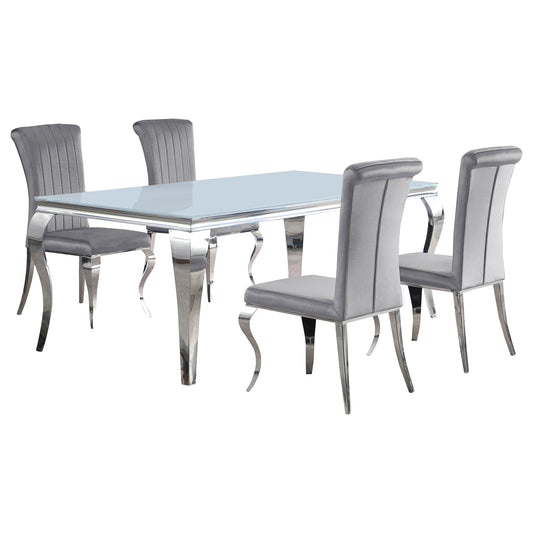 Keene 5-piece 81" Rectangular White Glass Dining Set GreyGrey