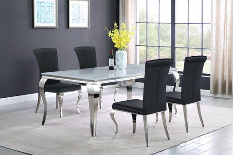 Keene 5-piece 81" Rectangular White Glass Dining Set BlackBlack
