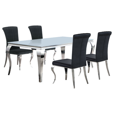 Keene 5-piece 81" Rectangular White Glass Dining Set BlackBlack