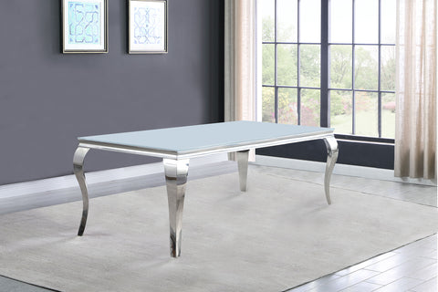 Keene Rectangular 81-inch Glass Top Dining Table WhiteWhite