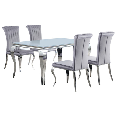 Keene 5-piece 61" Rectangular White Glass Dining Set GreyGrey