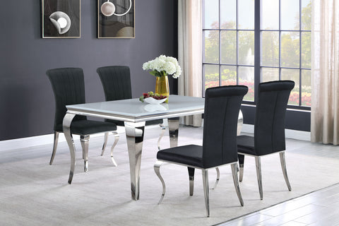 Keene 5-piece 61" Rectangular White Glass Dining Set BlackBlack