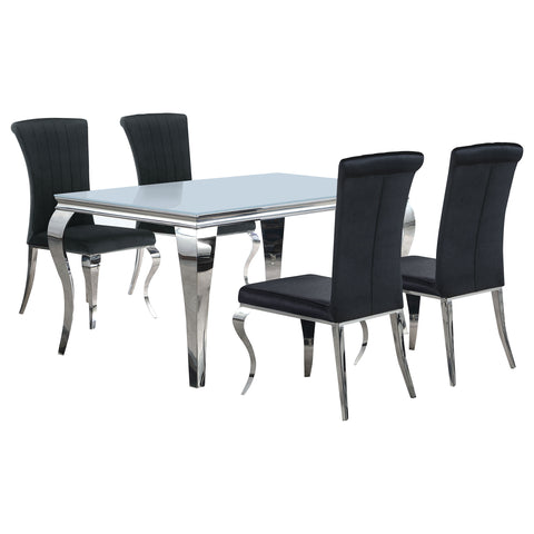 Keene 5-piece 61" Rectangular White Glass Dining Set BlackBlack