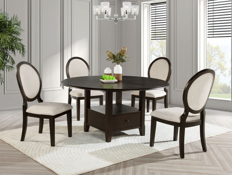 Douglas 5-piece 60-inch Round Wood Dining Table Set Dark CocoaDark Cocoa