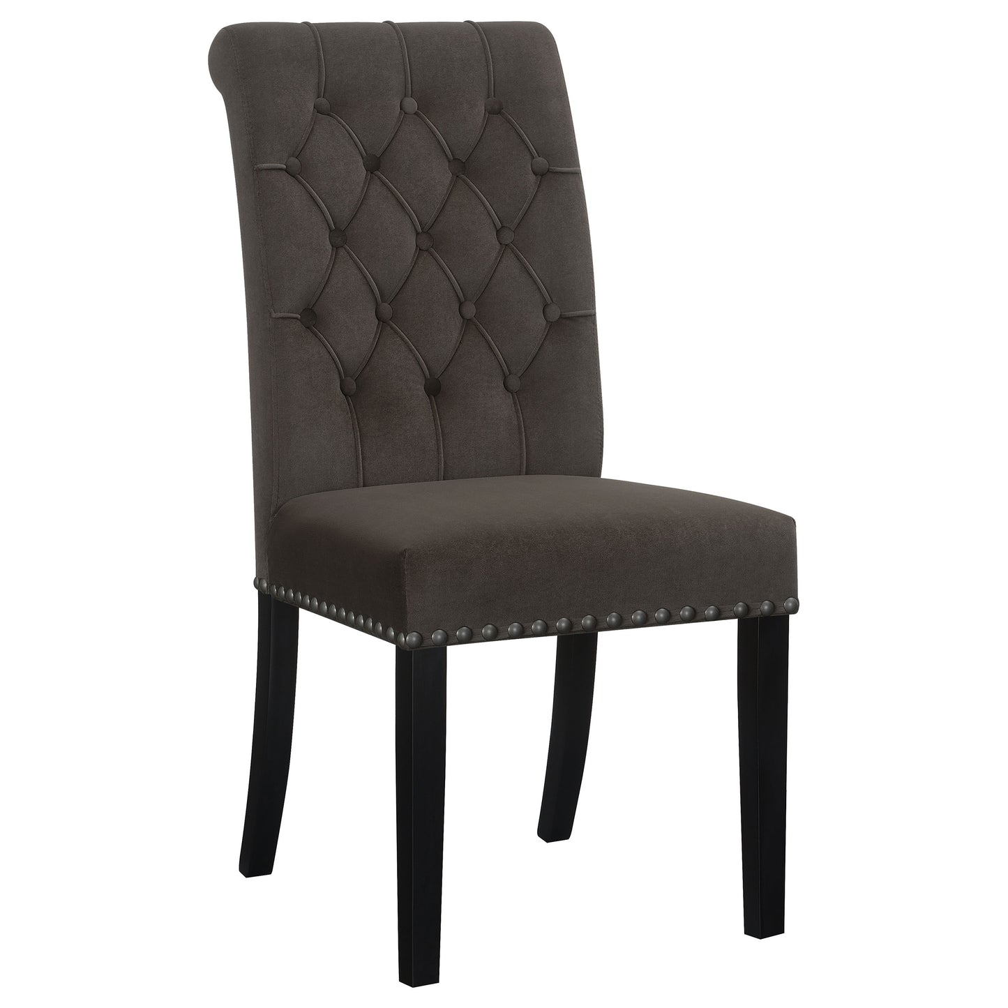 24x24-inch velvet upholstered dining side chair brown (set of 2)brown