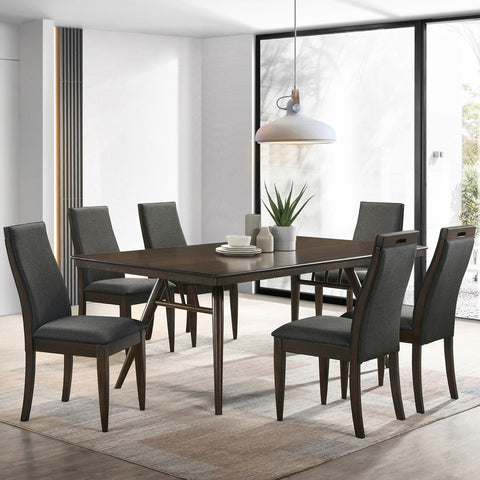 Jade 7-piece Rectangular Dining Table Set Dark WalnutDark Walnut