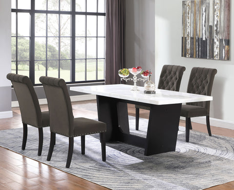 Camie 5-piece Rectangular Marble Top Dining Table Set BrownRustic Espresso / Brown