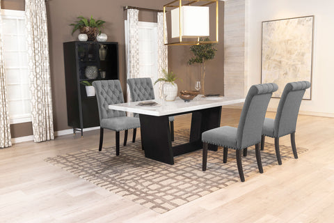 Camie 5-piece Rectangular Marble Top Dining Table Set GreyRustic Espresso
