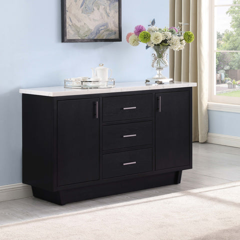 Camie 3-drawer Marble Top Sideboard Buffet Rustic EspressoRustic Espresso