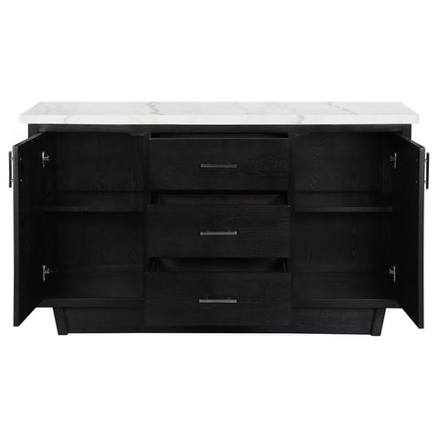 Camie 3-drawer Marble Top Sideboard Buffet Rustic EspressoRustic Espresso
