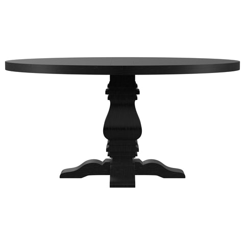 Tordera Round 60-inch Pedestal Base Dining Table BlackDistressed Black