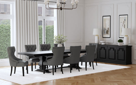 Tordera 9-piece 126-inch Extension Dining Table Set GreyDistressed Black / Grey